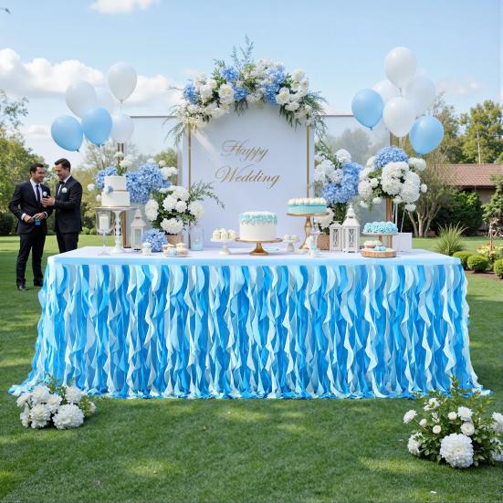 Curly Willow Table Skirt for Rectangle Round Tables 6ft Ruffle Tutu Table Cloth Reusable