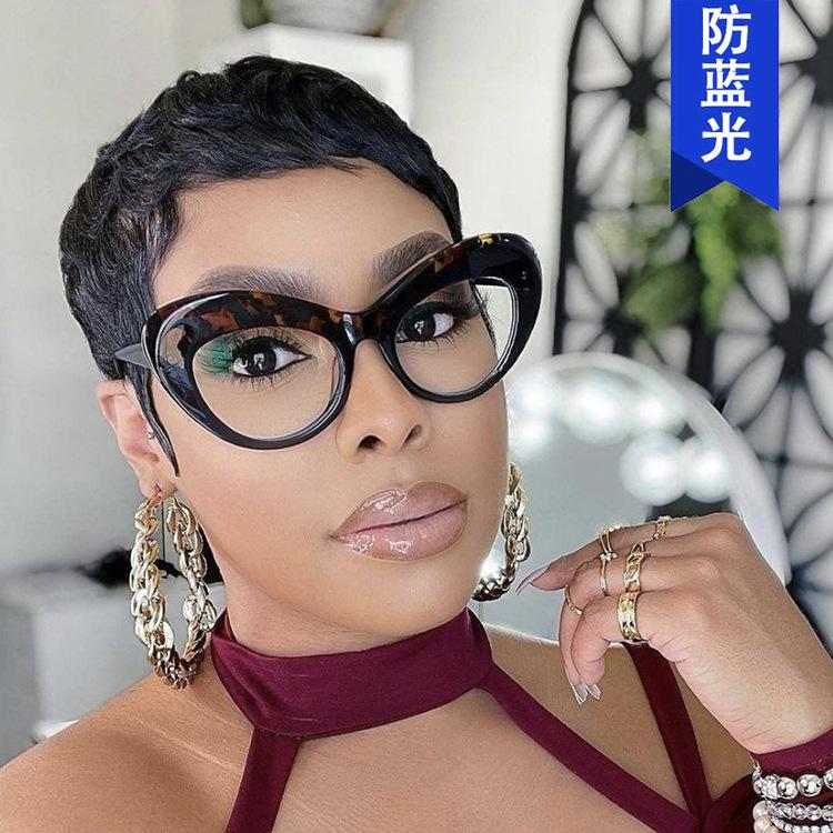 European and American personalized cat eye large frame anti-blue flat mirror butterfly glasses frame fashionable new glasses frame