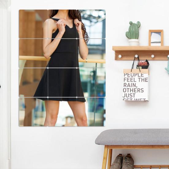 12 шт. настенных зеркальных плиток, квадратных, липких, небьющихся, самоклеящихся, съемных, настенных, стеклянных, для ежедневного использования, в полный рост