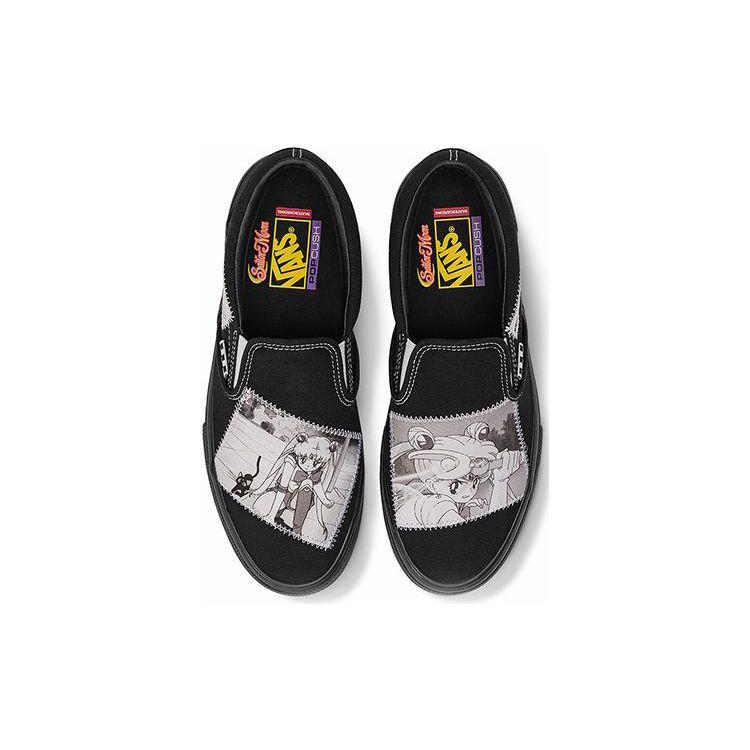 Sailor Moon x Vans Skate Slip-On Pretty Guardian Унисекс Кроссовки Черные Белые VN0A5FCAYB2