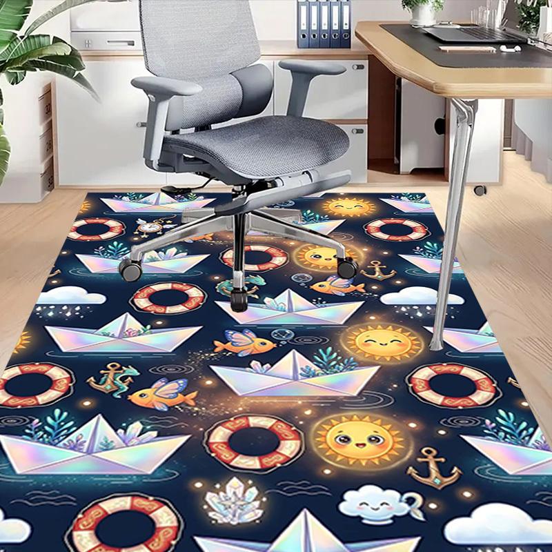 1PC Paper boats Lifebuoys Non-Slip Floor Carpet Compatible for Office&Living Room&Bedroom&Dining room - Soft & Pattern-G0316