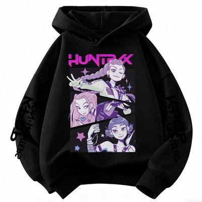 KPop Охотник на демонов Руми Толстовка с капюшоном Мультяшная Толстовка Мальчики и Девочки Мода Корейская Волна Повседневный Топ Повседневная Одежда для Девочек