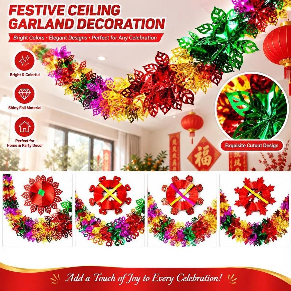 3D Design Foil Garland Colorful Christmas Garland Festive Twist Garland Christmas Tree