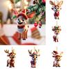 2D Плоская акриловая подвеска в виде лося, мультяшный олень, украшение для рождественской елки, подвесной шарм для зеркала заднего вида автомобиля, для аксессуаров интерьера автомобиля, декор для рождественской елки