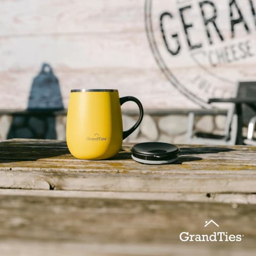 GRANDTIES Premium Vacuum Insulated Mug, 460ml, Available in 19 Colors, with Easy-Open Sliding Lid, Stainless Steel Double-Wall Vacuum Insulation, and