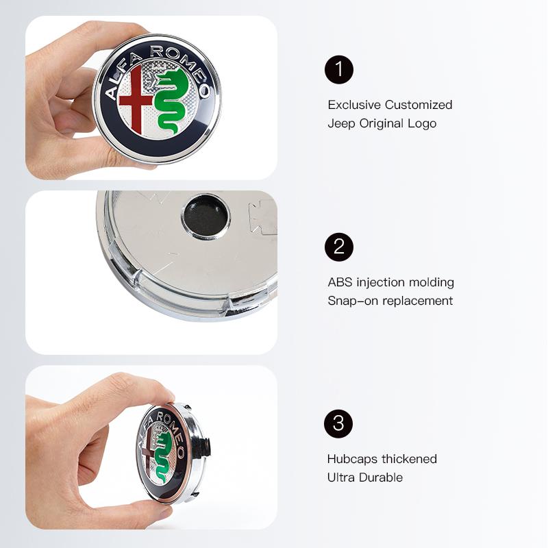 OUVKF1 60mm Car Wheel Hub Cover Tires Center Replace Cap Accessories For Alfa Romeo 156 159 147 4C 8C 166 Giulia Giulietta Mito Stelvio