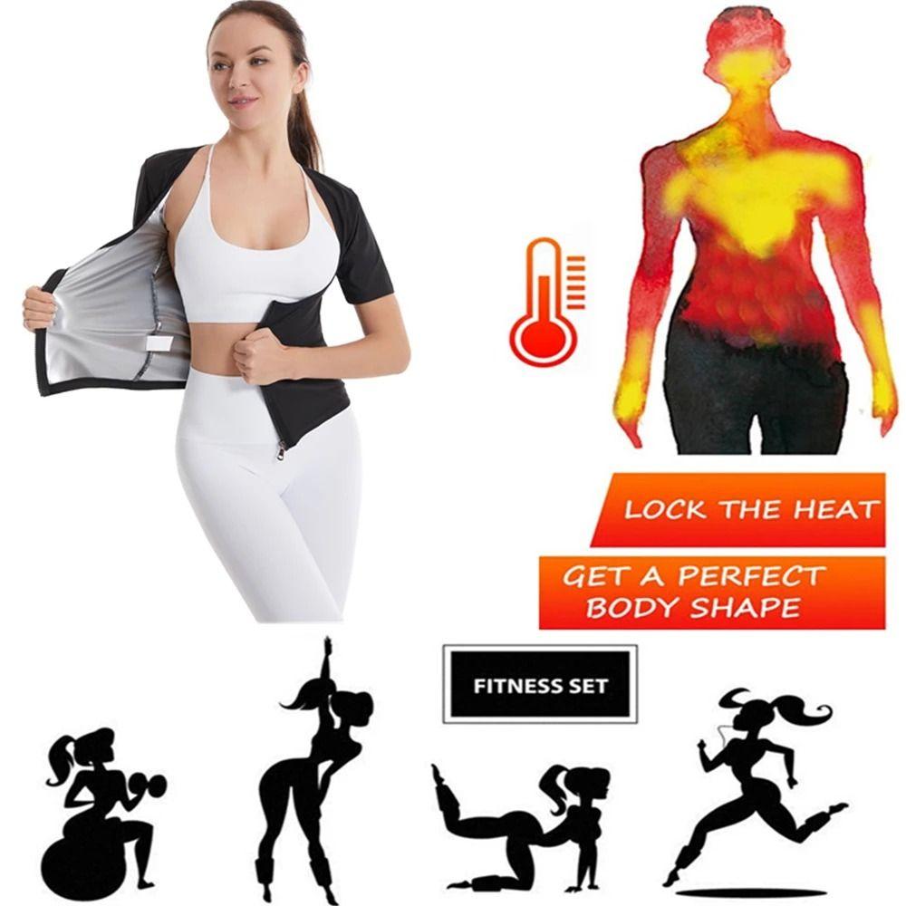 Short Sleeve Fat Burning Fitness clothes Zipper Design Compression Shapewear Weight Loss