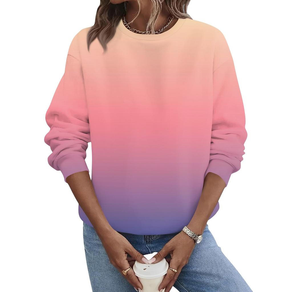 Женская осенне-зимняя повседневная толстовка с круглым вырезом и длинным рукавом с принтом