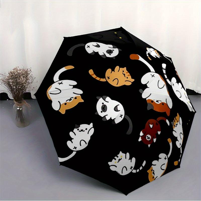 1pc Cute Cats Pattern Automatic Folding Umbrella, Portable & Foldable Design with 8 Ribs, Casual Outdoor Accessory yy250805141