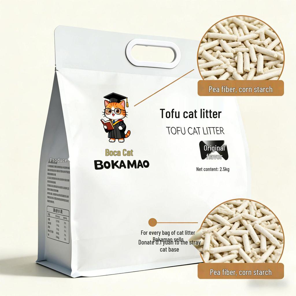Boca Cat Оригинальный тофу наполнитель для кошачьего туалета, Впитывающий с дезодорирующим эффектом, Экономичная упаковка 30 фунтов/15 кг, Бесплатная доставка