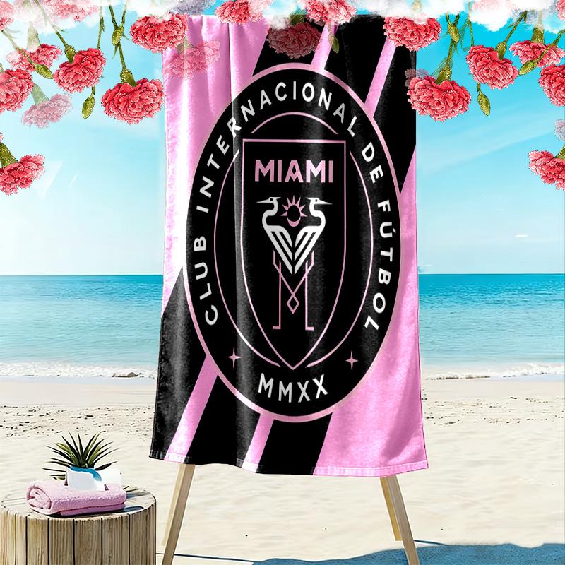 Пляжное полотенце с принтом Inter Miami CF, большое, мягкое, быстросохнущее, для пляжа, кемпинга, плавания