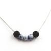 Stones and Minerals. 8mm Lava Bead Necklace + South African Blue Jasper Stainless Steel Chain.