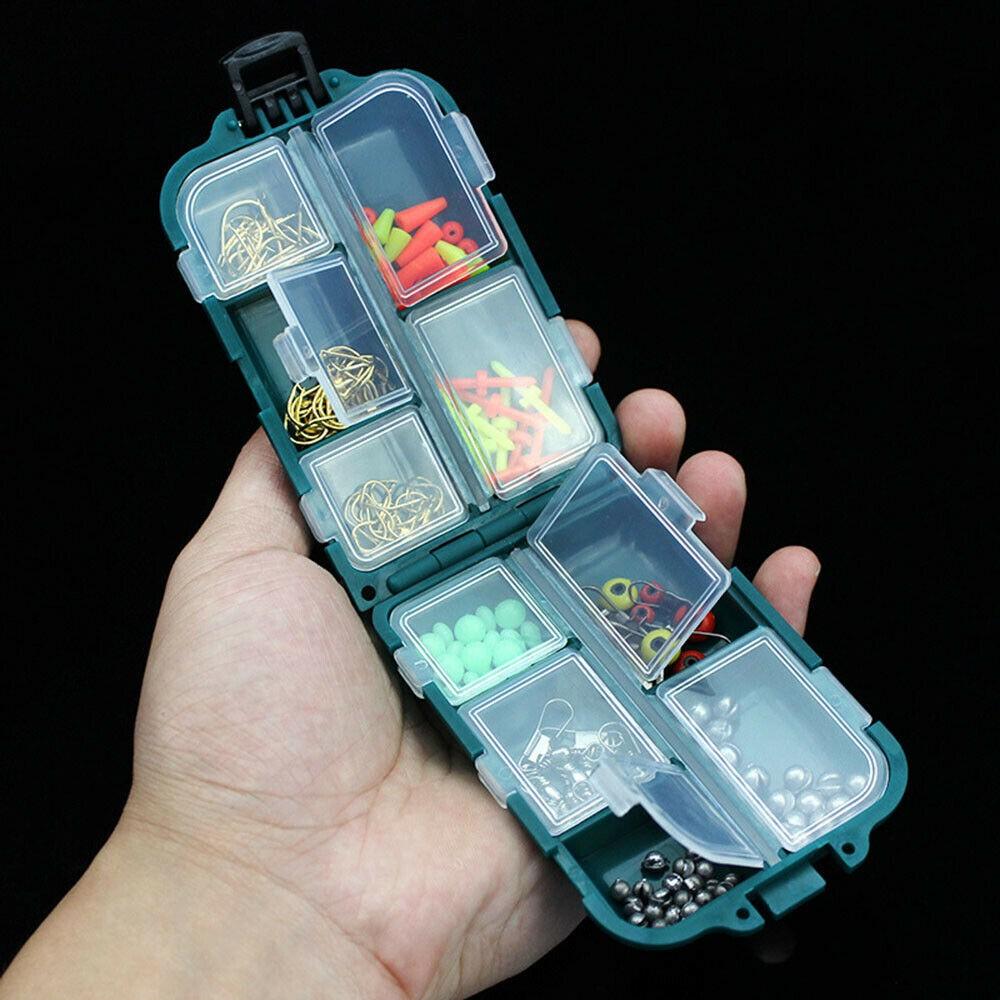 New Portable Waterproof Fishing Hook Bait Tool Storage Box Case W/ 10 Grids Tool