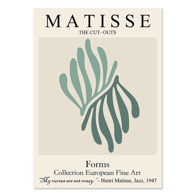 Abstract Matisse Line Face Coral Leaves Wall Art Canvas Painting Nordic Posters Prints Wall Pictures For Living Room Home Decor