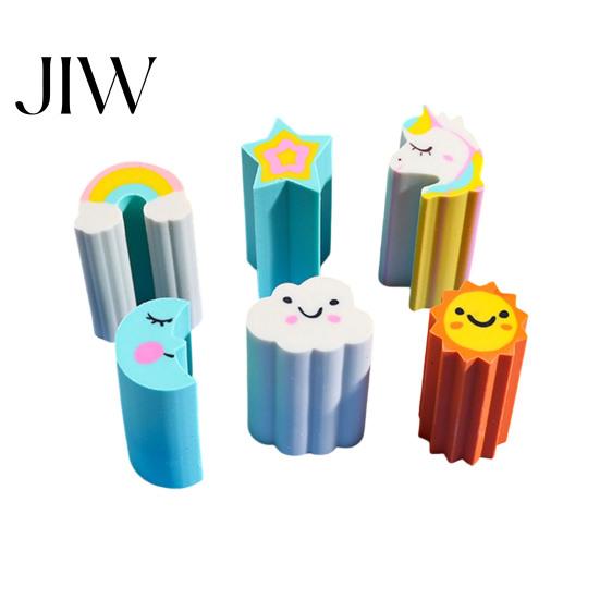 Back to School Stationery Pencil Erasers, Cute Fruit, Candy, Dessert Shaped Cylindrical Creative Classroom Supplies Eraser, Desktop Stationary