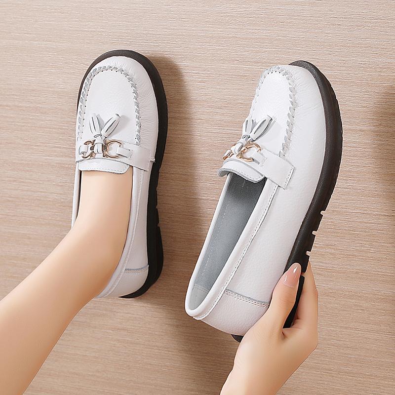 Женские лоферы с конской пряжкой, кожаные мокасины для вождения, удобные туфли на плоской подошве, повседневные туфли без шнуровки, прогулочная минималистичная женская обувь для беременных больших размеров