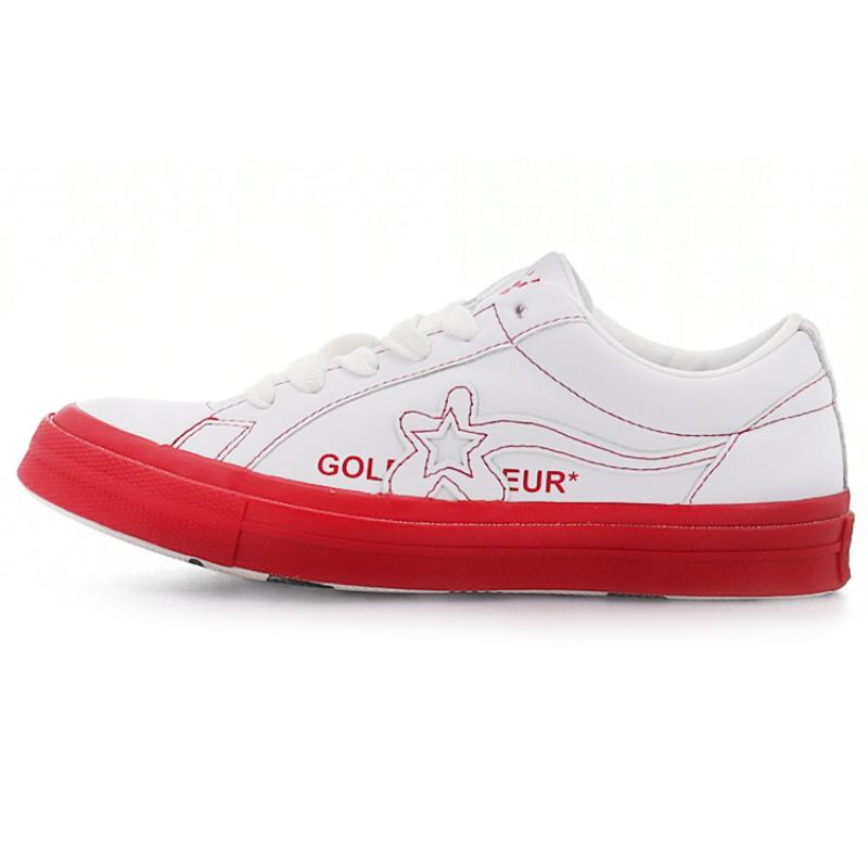 Golf Le Fleur*One x Converse One Star Искусственная кожа Низкие кеды для скейтбординга с маленьким цветком Унисекс Белые и красные