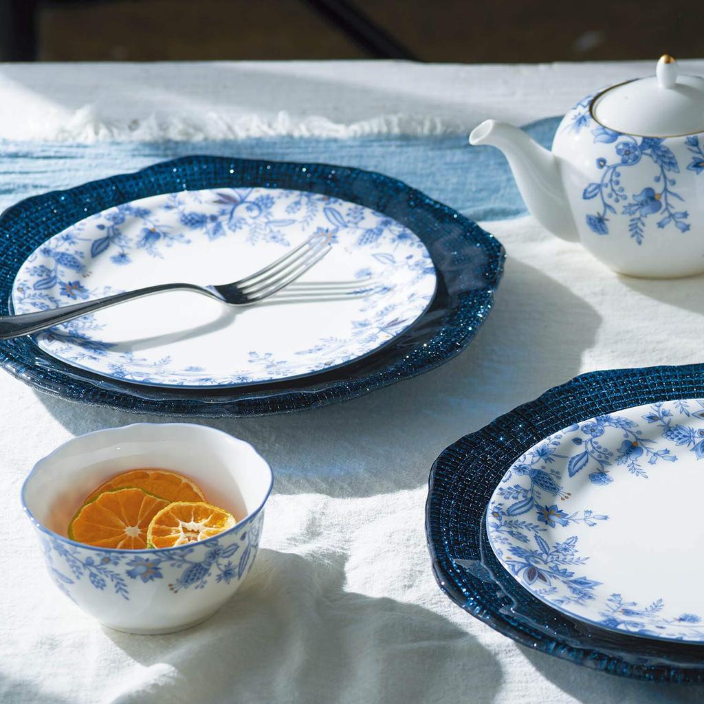 Noritake глубокая миска 11 см с синей отделкой Sorrentino Line, подходит для микроволновой печи, можно мыть в посудомоечной машине, 2 предмета, синий костяной фарфор (Парный набор) 4965Л/П97335