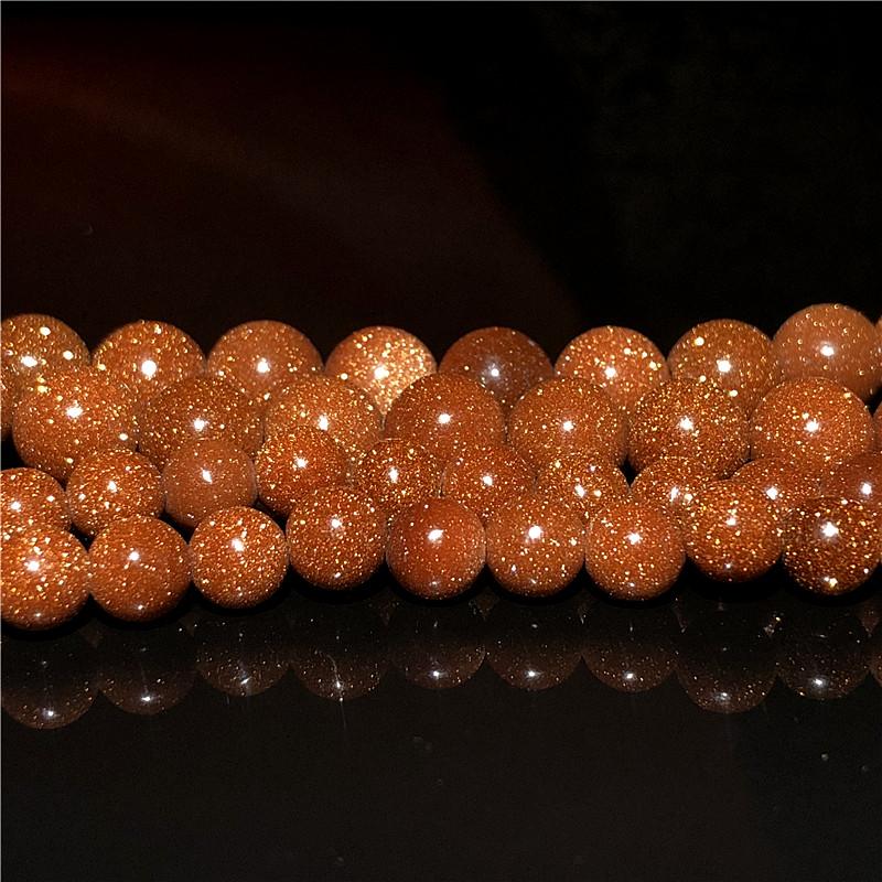 Натуральные свободные бусины с золотым песком, круглые проставки 4, 6, 8, 10 мм, бусины для изготовления ювелирных изделий