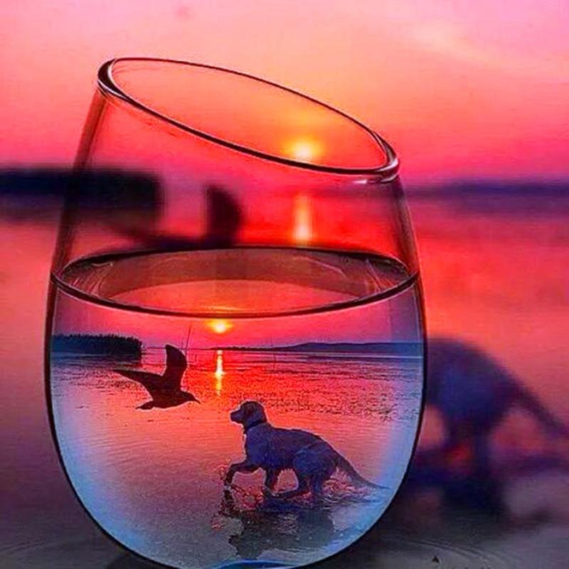 5D Алмазная картина Diy Кубок Пейзаж Полный круг Алмазная картина Мозаика Вышивка крестиком Украшение дома Подарок на праздник