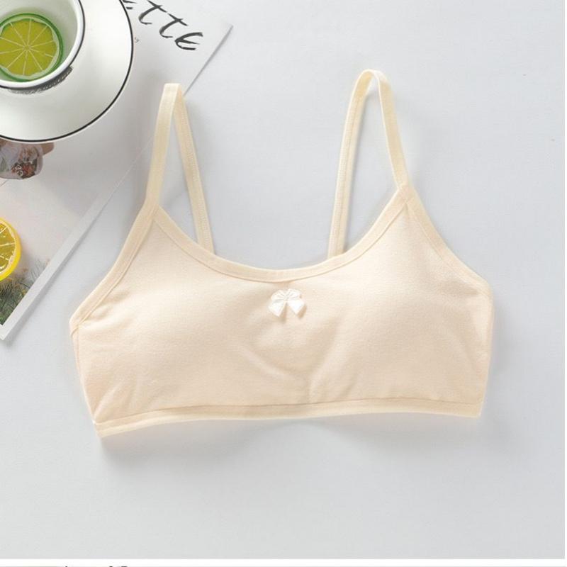 Хлопковый бюстгальтер для девочек с поролоновой чашкой, топы для ухода за грудью для детей, тренировочные бюстгальтеры для девочек, мягкое детское нижнее белье
