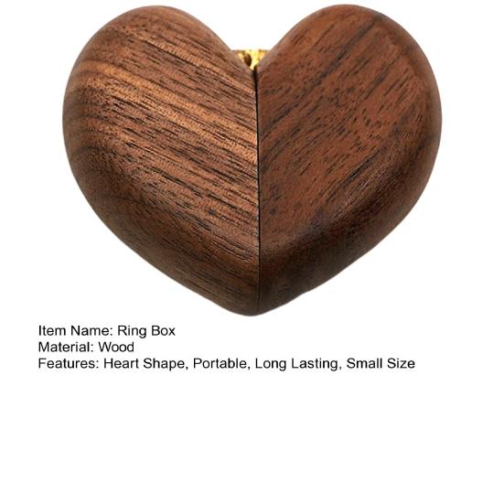 Heart-shaped Ring Box Compact Size Portable Retro Style Wooden Proposal Wedding Ring Holder Jewelry Organizer