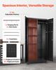 Metal Storage Cabinet, 179.5 cm Rolling Steel Garage Cabinet with Adjustable Shelves, 2 Magnetic Doors, Hanging Rod & 3 Rod Hooks, 5 Tiers Lockable