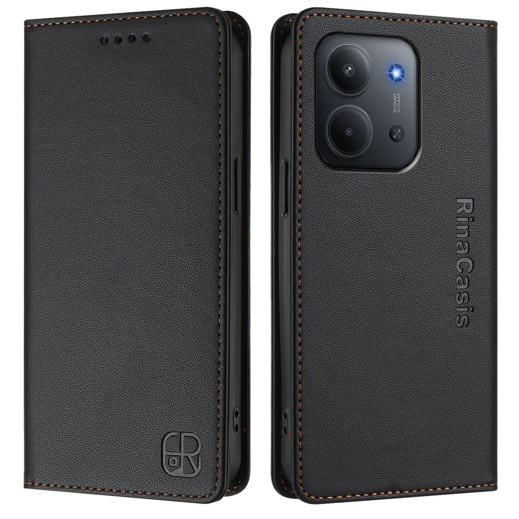 Для Xiaomi Redmi 15C 5G (США) (173мм)/Xiaomi Redmi 15C 4G (США) (173мм) Кожаный чехол RINACASIS RC01 Чехол для телефона с RFID-блокировкой Кошелек Подставка