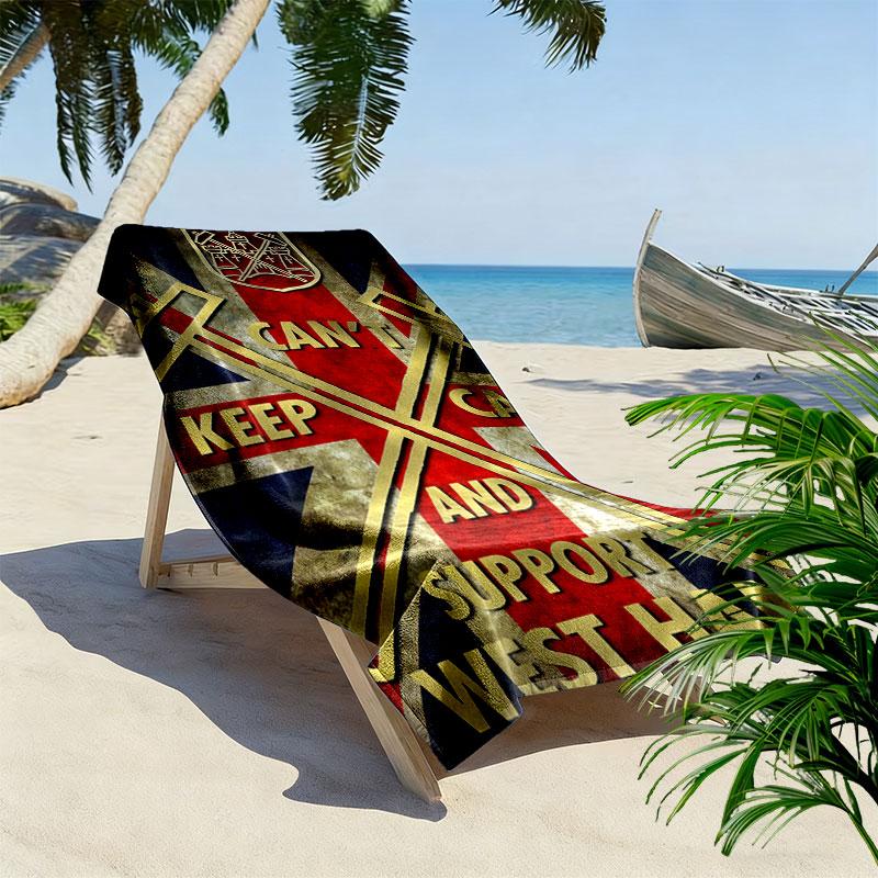 WHUFC logo Print Beach Towel, Large Soft Quick Dry Towel for Beach Camping Swimming