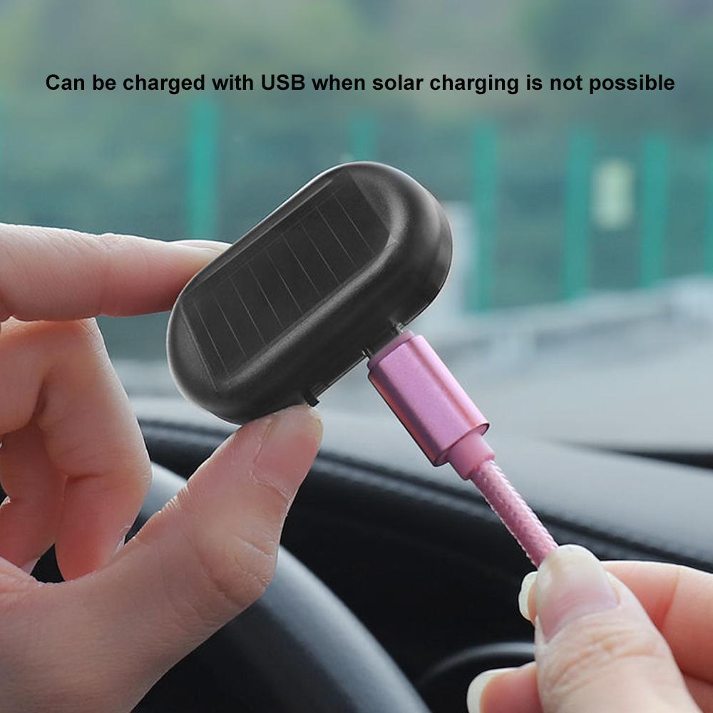 Солнечная батарея + USB светодиод мигает имитация поддельного автомобильного охранного света имитация фиктивной сигнализации беспроводная предупреждающая противоугонная лампа