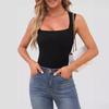 Женский летний жилет с квадратным вырезом, широкими бретелями и без рукавов, однотонный