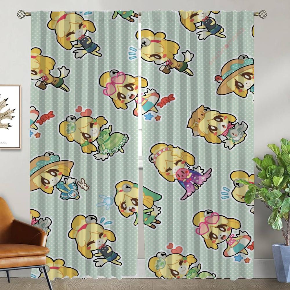 Modern Living Room Curtains for Camera Animal Crossings Halloween Decoration Home Interior Curtains 2 Pieces Shades Partition