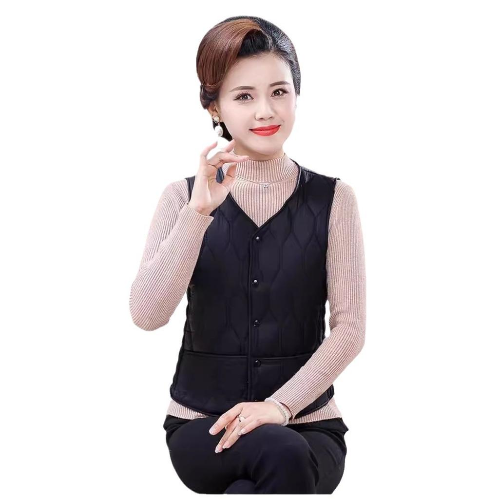 Fleece and thicker new autumn and winter down cotton vest women's lamb down thermal vest middle-aged and elderly close-fitting vest