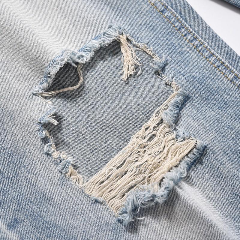 Mens Loose Straight Leg Jeans Ripped Distressed Denim Pants Streetwear Style Casual All-match Trousers