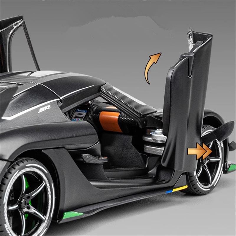 1/24 Koenigsegg Jesko Attack Alloy Sports Car Model Diecast Metal Racing Car Model Simulation Sound and Light Children Toy Gift