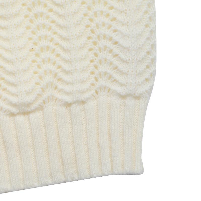 Осенний однотонный простой высококачественный повседневный вязаный свитер с круглым вырезом и длинными рукавами, ажурный европейско-американский женский свитер