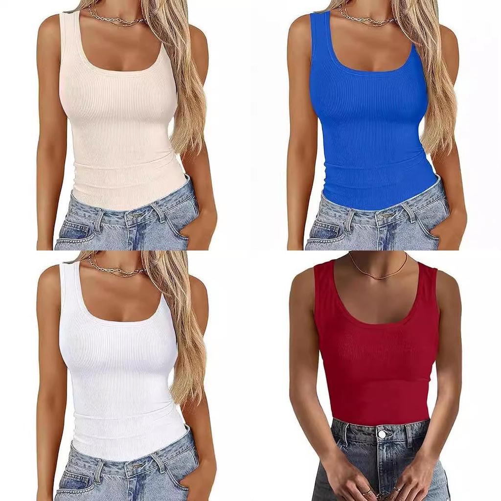 Streetwear Sleeveless Bodycon Tank Top With Square Neck For Casual And Fitness Use