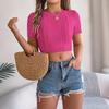 Spring Summer Women's Casual Twist Short Sleeve Holiday Short Cord Knitwear