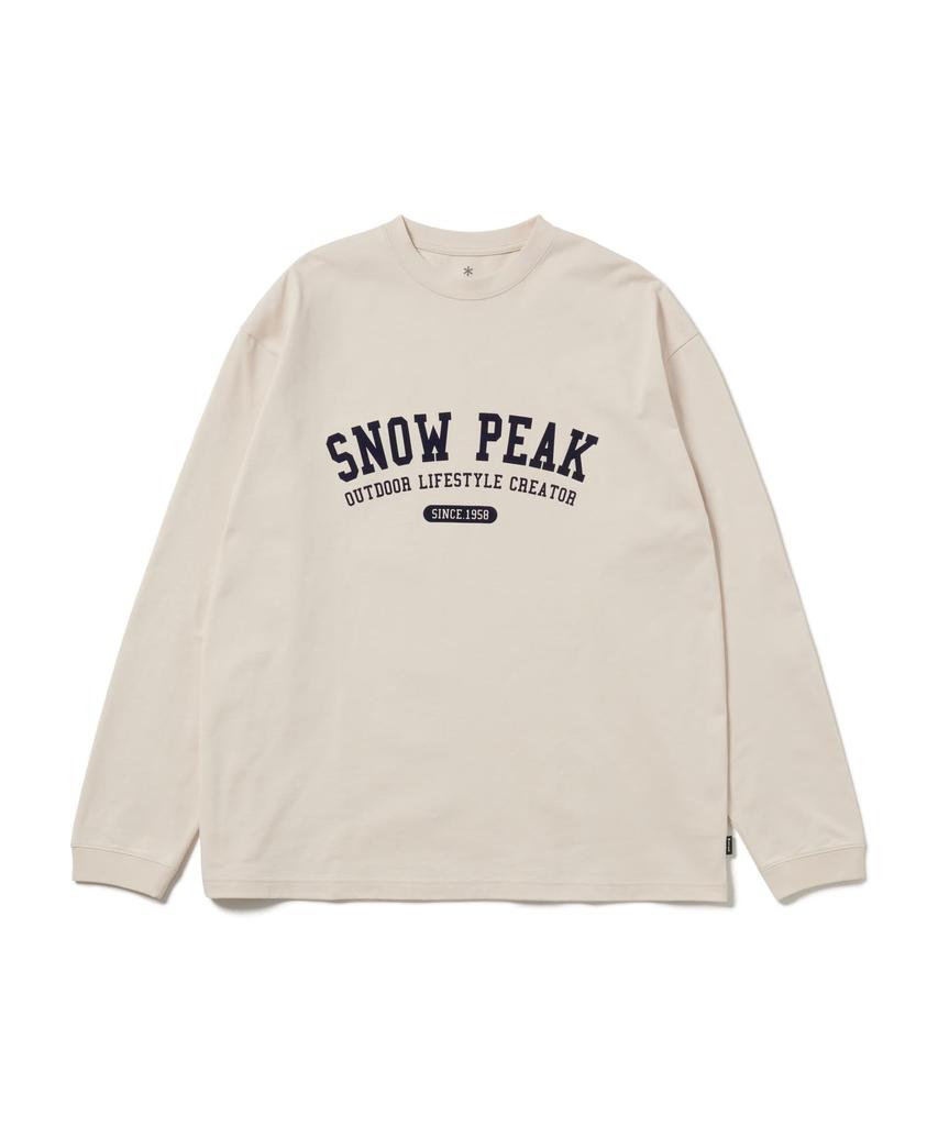 Лонгслив с логотипом Varsity Свободный размер M [Snow Peak] Футболка TS-26SU002 Лонгслив, Мужская/Женская, БЕЛЫЙ,