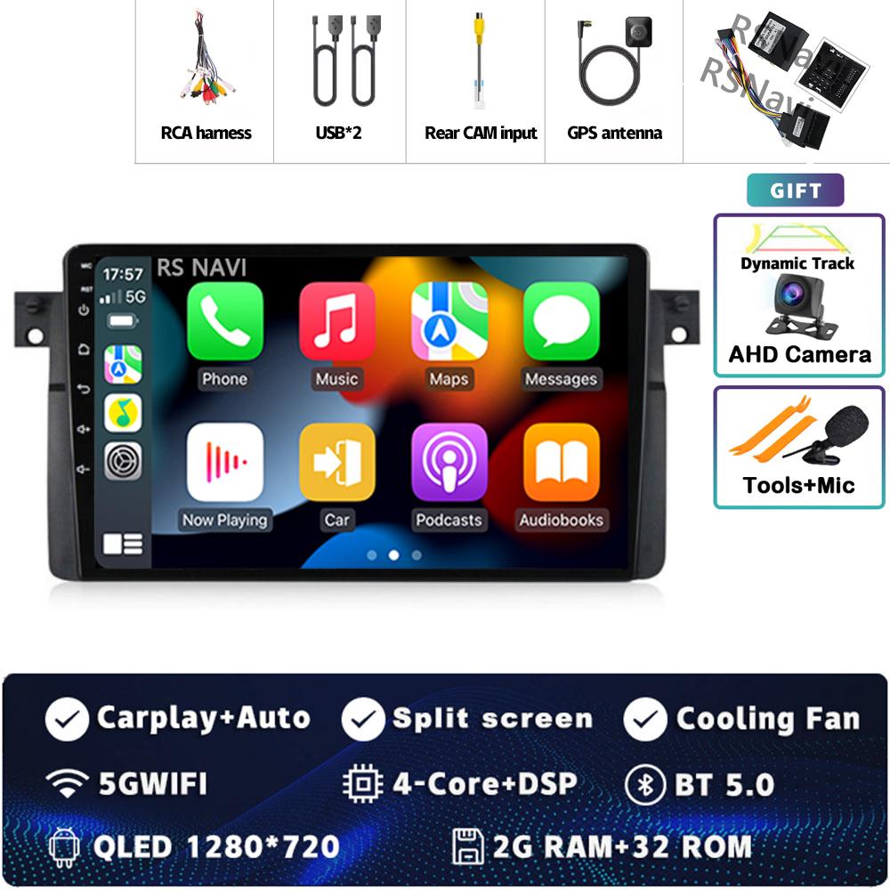 Android 14 Carplay Автомагнитола для BMW E46 M3 1998-2006 Мультимедийный Видеоплеер Навигация GPS 2Din Стерео Головное Устройство DSP 4G