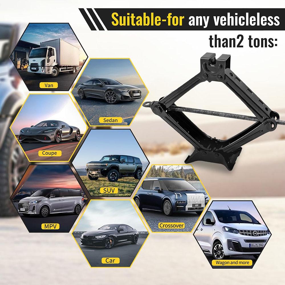 2T/3T Автомобильный ножничный домкрат Автомобильный аварийный кривошипный подъемник Стойка Экономия труда Инструмент для ремонта и замены шин с ключом для внедорожников