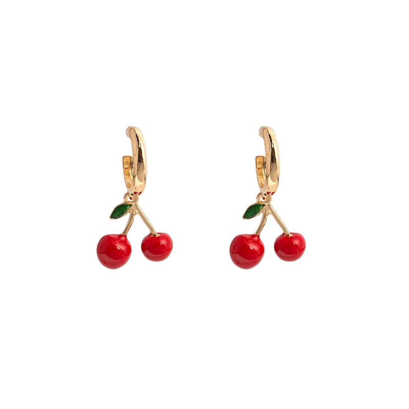Серебряные игольчатые новые модные серьги с фруктами, вишней и клубникой — стиль знаменитостей для милых девушек