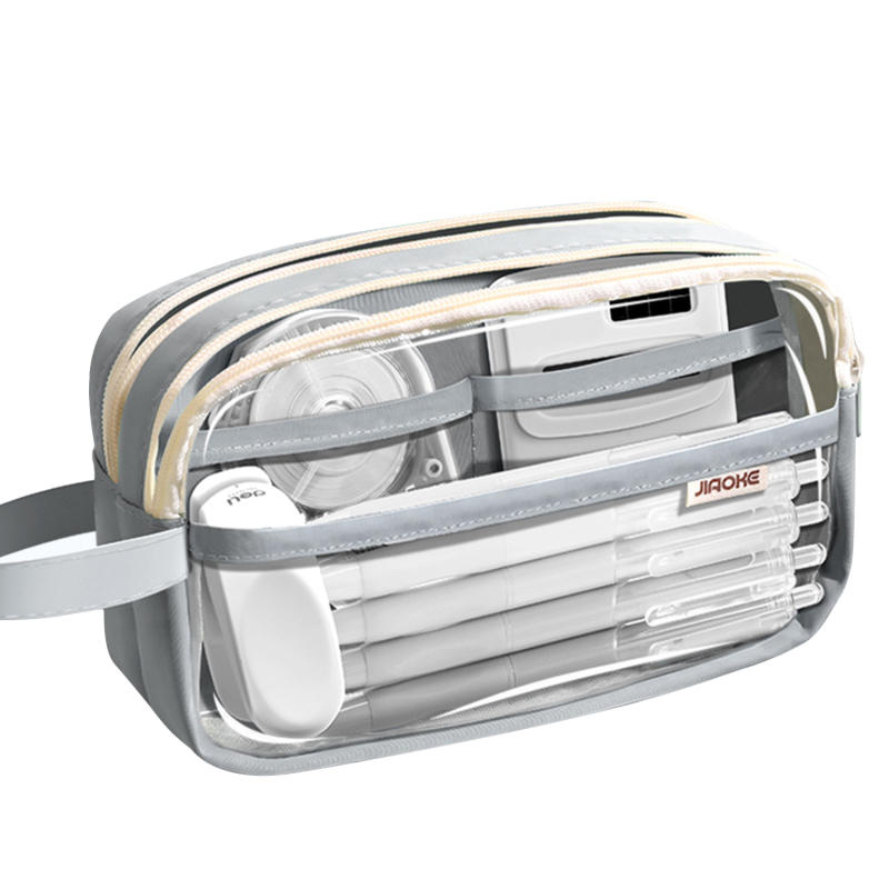 1шт прозрачный многослойный пенал легкий на молнии ручка канцелярская сумка дорожные косметички