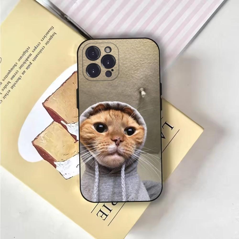 Забавные мемы с домашними кошками Чехол для телефона Для iPhone 16,15,14,13,12,11,Pro,X,XS,Max,XR,Plus,Mini Мягкий черный чехол