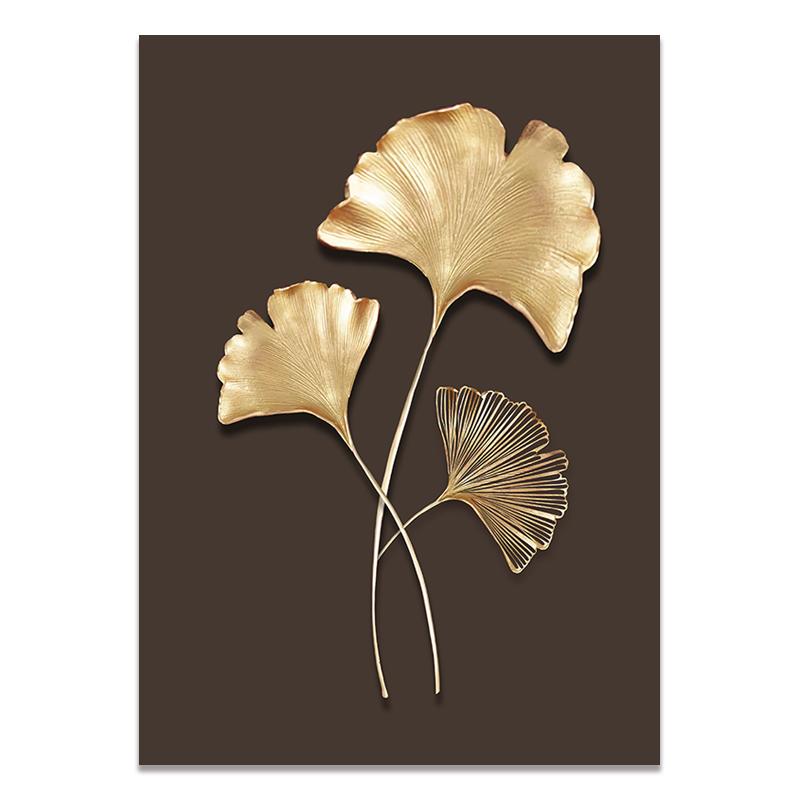 Плакат с золотым листом в скандинавском стиле, абстрактная картина на холсте, современная настенная художественная печать, декоративная картина для гостиной, украшение для дома