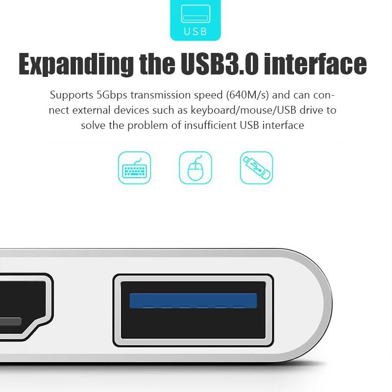 Кабель-конвертер USB-C - HDMI 3 в 1 для Samsung Huawei iPad Mac USB 3.0 USB C - HDMI Male - Female 4K USB 3.0 Кабель-адаптер
