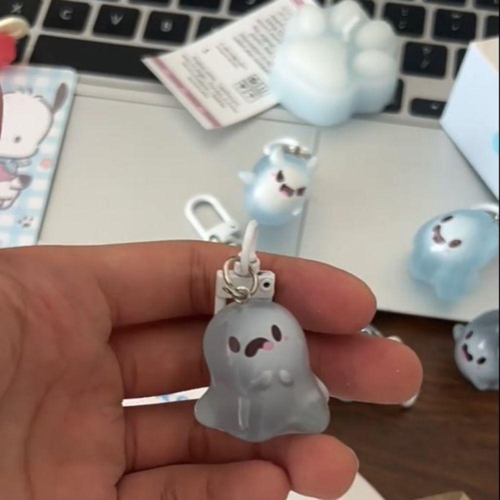 Bag Pendant Jelly Ghost Keychain Halloween Resin Keychain Creative Luminous Keychain  Women