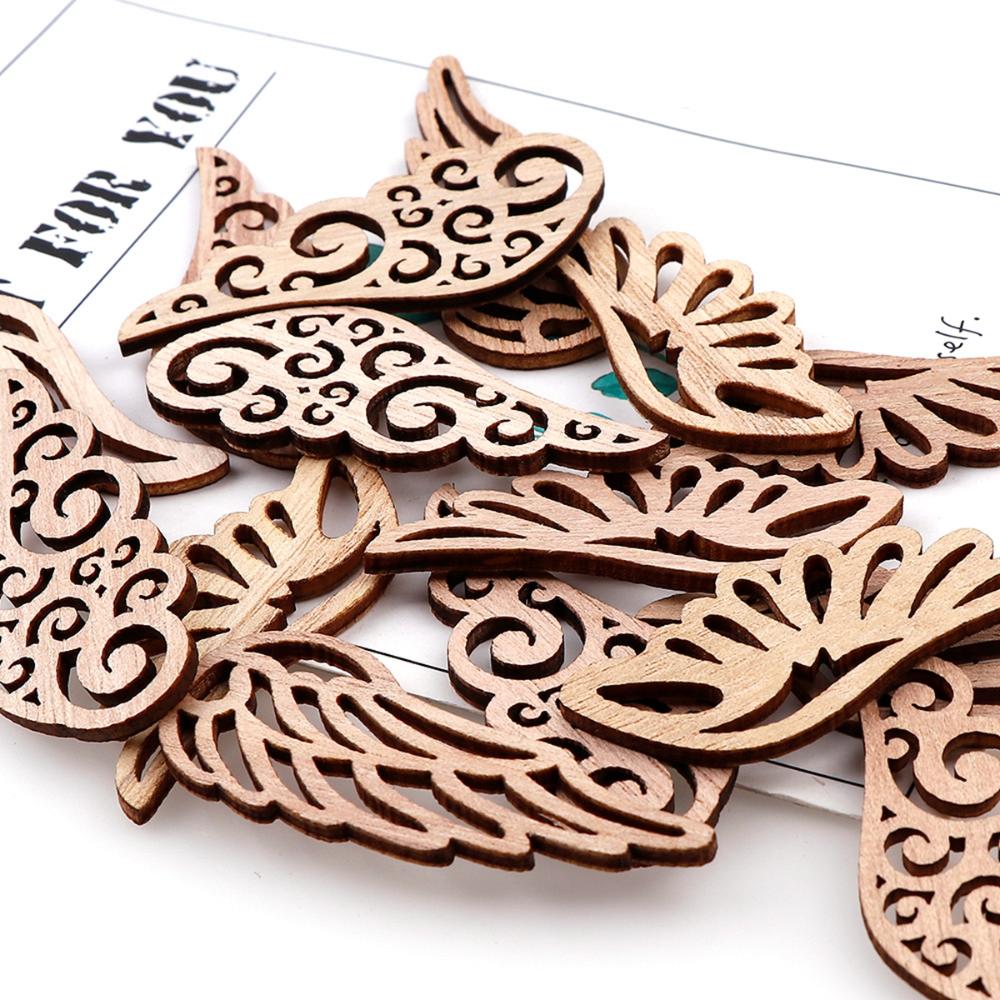 Натуральный декоративный DIY ремесло скрапбукинг граффити орнамент деревянные чипсы крылья ангела кулон