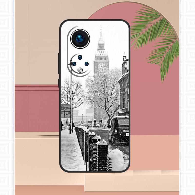 Ретро Зимний Снежный Чехол London для Honor Magic 5 6 7 8 Pro Honor X9c X9b X9a X8b X8a X8c 50 70 90 400 200 Lite