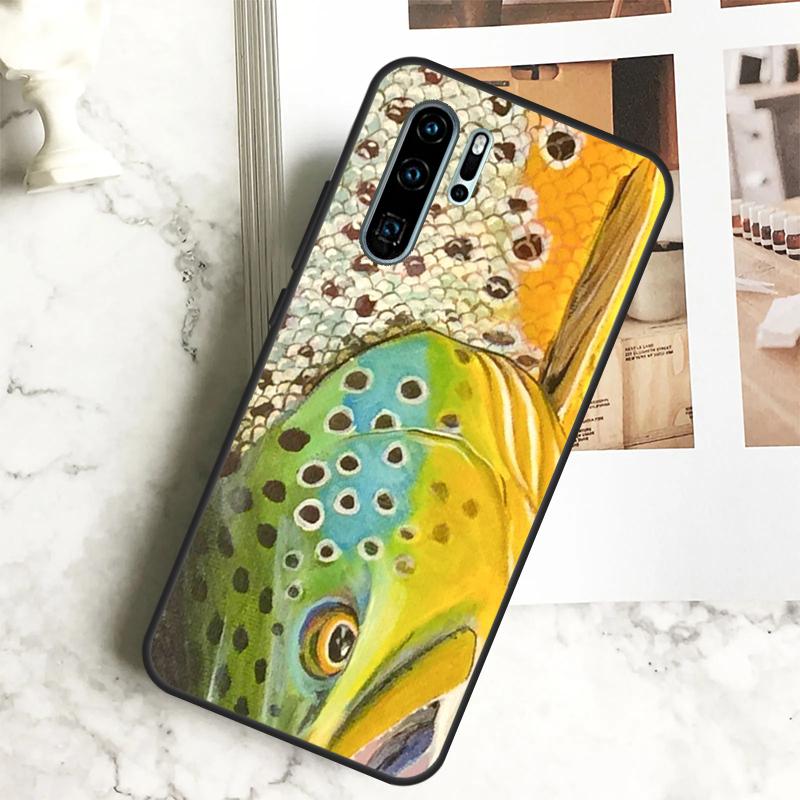 Рыболовный чехол с изображением форели для Huawei Nova 11 11i 10 9 SE 8i 7i 3i Y60 Y61 Y70 Y90 Y91 P20 P40 Lite P30 Pro